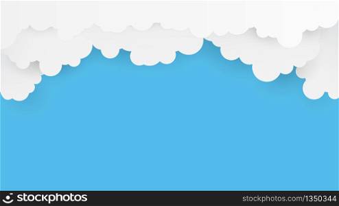 Paper art with cloud on blue sky. Copy space for text and advertise.