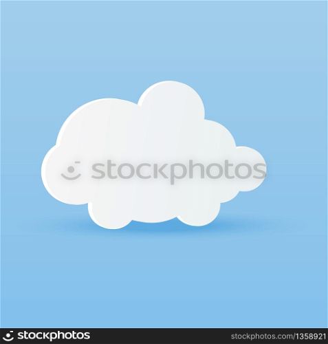 Paper art with cloud on blue sky. Copy space. Speech Bubble. white blank hanging.