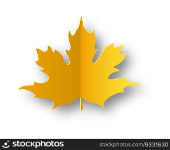 Paper autumn leaf. Yellow maple leaves, falling foliage, isolated on white background single element with shadows, colorful decor object for card and poster, canada symbol, vector botanical icon. Paper autumn leaf. Yellow maple leaves, falling foliage, isolated on white background single element with shadows, colorful decor object for card and poster, canada symbol, vector icon