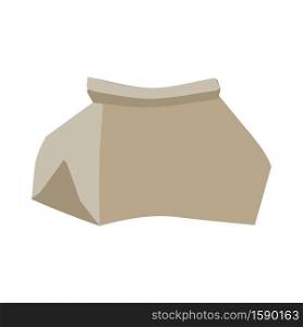 Paper bag crushed garbage isolated. package rubbish on white background