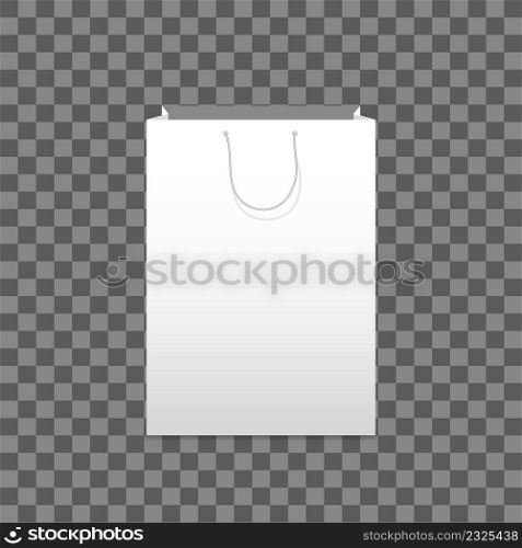 Paper bag. Eco bag mockup. White empty cardboard packet for shopping. 3d eco handbag collection for store product. Realistic branding bags. Gifts package. Vector illustration.