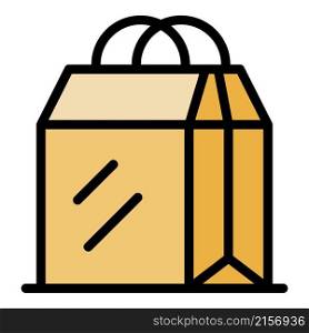 Paper bag icon. Outline paper bag vector icon color flat isolated. Paper bag icon color outline vector
