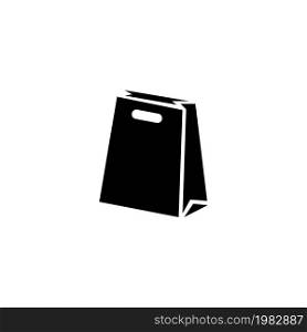 Paper Bag Package. Flat Vector Icon. Simple black symbol on white background. Paper Bag Package Flat Vector Icon