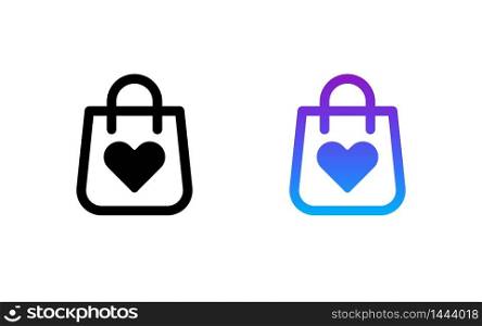Paper bag social media sign, isolated icon in flat. Vector illustration