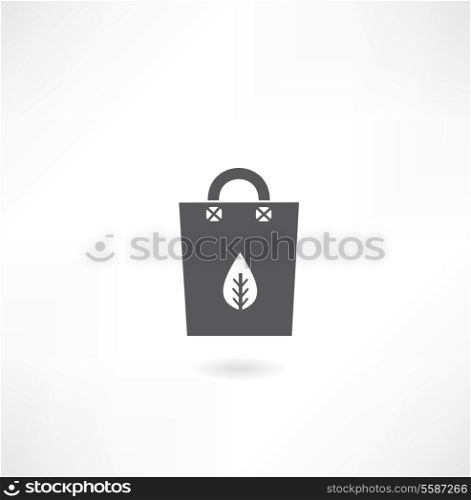 paper bag with a leaf of the tree icon