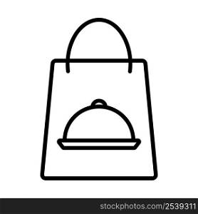 Paper Bag With Cloche Icon. Bold outline design with editable stroke width. Vector Illustration.