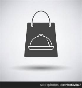 Paper Bag With Cloche Icon. Dark Gray on Gray Background With Round Shadow. Vector Illustration.