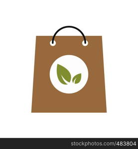 Paper bag with leaves icon. Colorful ecology symbol isolated on white background. Paper bag with leaves icon