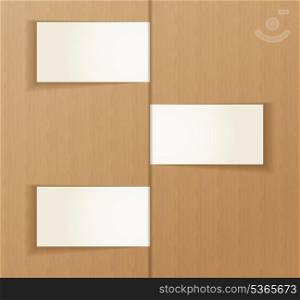 Paper banners on the cardboard background