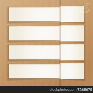 Paper banners on the cardboard background