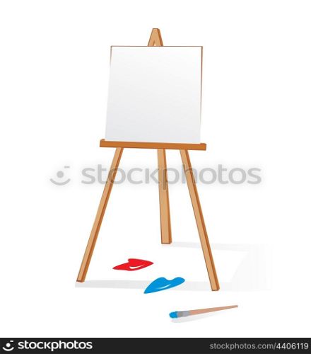 Paper blank leaf. White sheet of paper and brush with a paint. A vector illustration