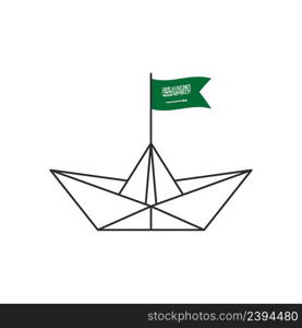 Paper boat. A boat with the flag of Saudi Arabia. Vector illustration