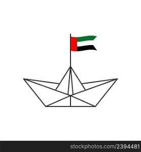 Paper boat. Boat with the flag of the United Arab Emirates. Vector illustration
