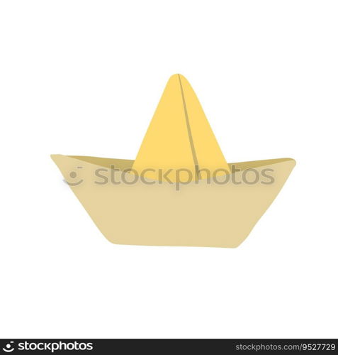 Paper boat. Children Origami toy and hobbies. Doodle cartoon illustration isolated on white. Paper boat. Children Origami toy and hobbies.