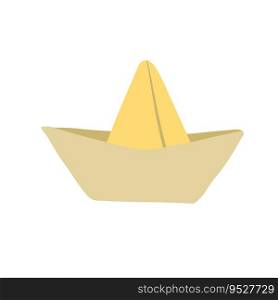 Paper boat. Children Origami toy and hobbies. Doodle cartoon illustration isolated on white. Paper boat. Children Origami toy and hobbies.