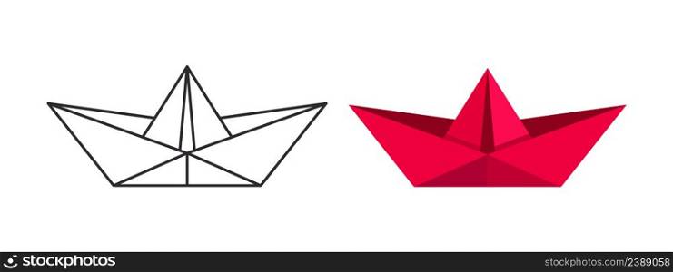 Paper boat. Folded paper boat icons in Flat design. Vector illustration