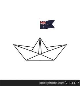 Paper boat icon. A boat with an Australian flag. Vector illustration