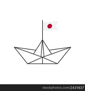 Paper boat icon. A boat with the flag of Japan. Vector illustration