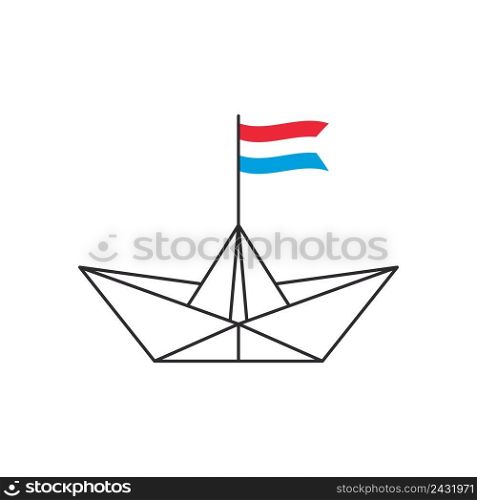 Paper boat icon. A boat with the flag of Luxembourg. Vector illustration