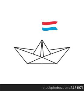 Paper boat icon. A boat with the flag of Luxembourg. Vector illustration