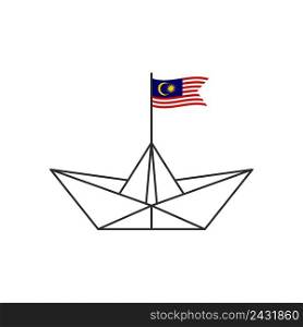 Paper boat icon. A boat with the flag of Malaysia. Vector illustration