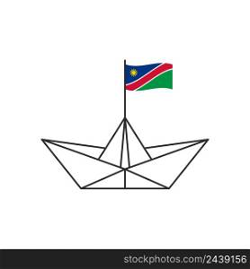 Paper boat icon. A boat with the flag of Namibia. Vector illustration