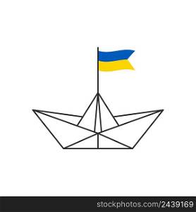 Paper boat icon. A boat with the flag of Ukraine. Vector illustration