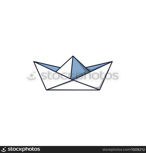 paper boat in flat style on a white background. paper boat in flat style on white background