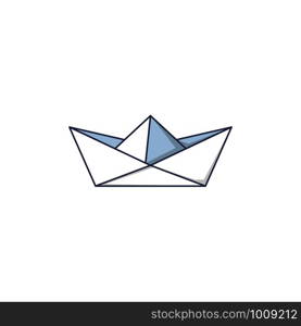 paper boat in flat style on a white background. paper boat in flat style on white background