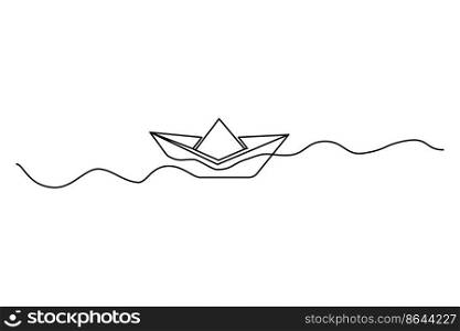 Paper boat one line. Travel concept. Creative concept idea design. Idea metaphor. Vector illustration. stock image. EPS 10.. Paper boat one line. Travel concept. Creative concept idea design. Idea metaphor. Vector illustration. stock image. 