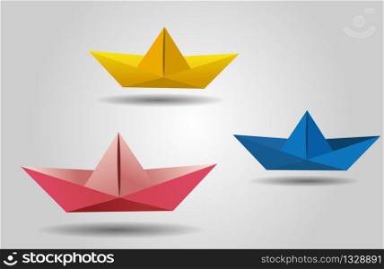 paper boat origami vector desogn
