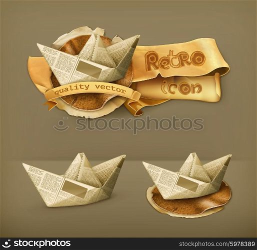Paper boat, vector icon