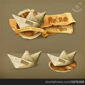 Paper boat, vector icon