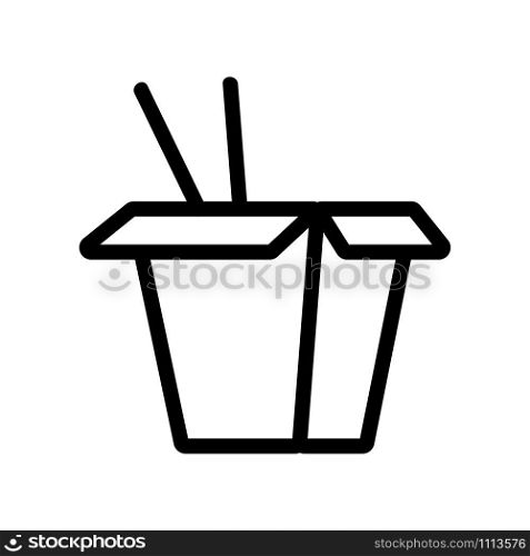 paper box with chopsticks for the icon vector. Thin line sign. Isolated contour symbol illustration. paper box with chopsticks for the icon vector. Isolated contour symbol illustration