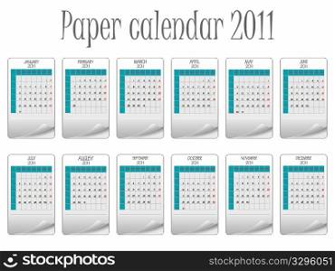 paper calendar 2011 against white background, abstract vector art illustration