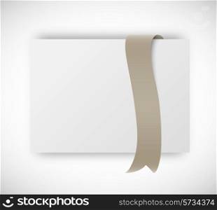 Paper card with ribbon tape in brown color