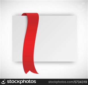 Paper card with ribbon tape in red color