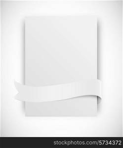 Paper card with ribbon tape in white color