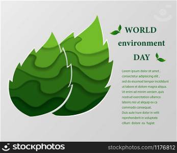 Paper carve design of eco friendly nature concept,Abstract green depth layer in leaf shape background