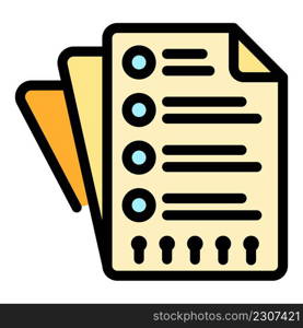 Paper checklist icon. Outline paper checklist vector icon color flat isolated. Paper checklist icon color outline vector