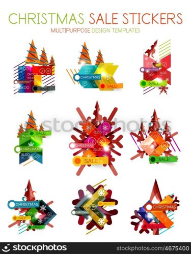 Paper Christmas and New Year banner. Paper Christmas and New Year banners with sparkles
