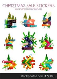 Paper Christmas and New Year banner. Paper Christmas and New Year banners with sparkles