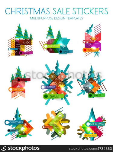 Paper Christmas and New Year banner. Paper Christmas and New Year banners with sparkles