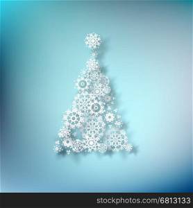 Paper christmass tree on blue background. EPS 10 vector. Paper christmass tree on blue. EPS 10
