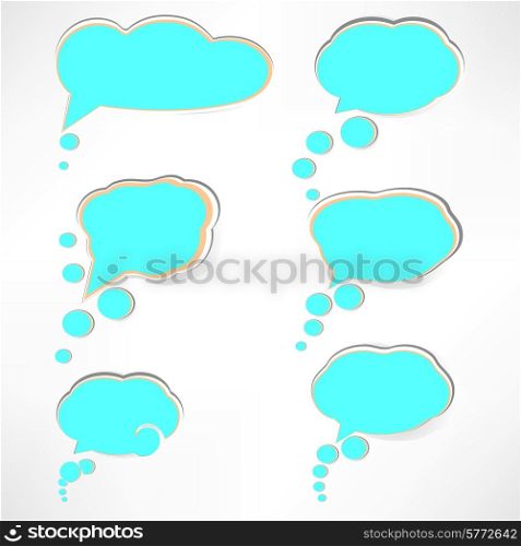 Paper Cloud bubble to speech, blue element. vector
