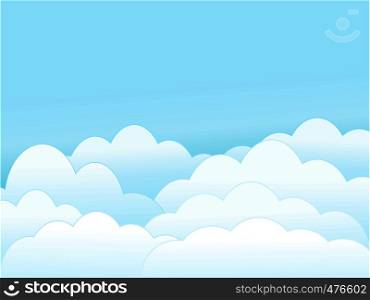 Paper clouds on the blue sky background vector.