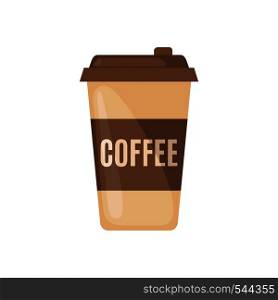 Paper coffee cup icon in flat style isolated on white background. Vector illustration.. Coffee cup icon in flat style isolated on white.