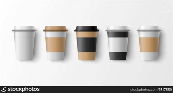 Paper coffee cup mockup template, vector illustration