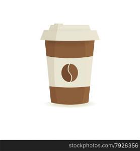 Paper coffee cup on a white background. Vector illustration.. Paper coffee cup on a white background.