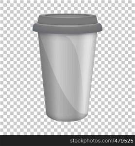 Paper coffee cup with lid mockup. Realistic illustration of paper coffee cup with lid vector mockup for web. Paper coffee cup with lid mockup, realistic style